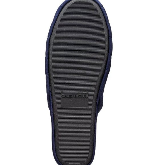 BUNDLE KEEP ONE POSH ONE" WOMEN'S QUILTED CLOSED TOE SLIDE SLIPPERS NAVY - Picture 3 of 3